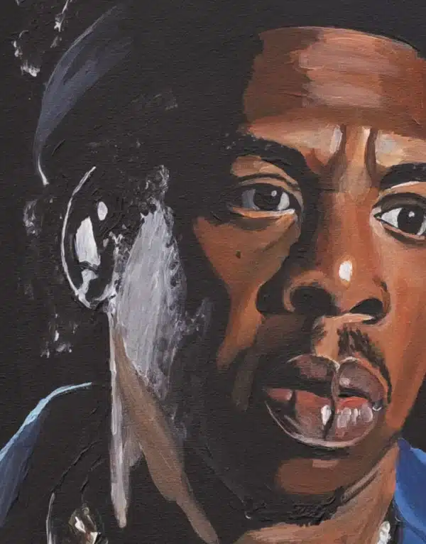 Close up of the pencilking painting The Throne part I where Jay Z's face is visible.