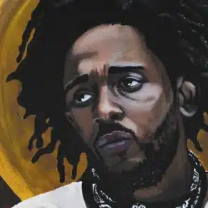 A detail of the painting of Kendrick Lamar called "The Prophet" by Pencilking