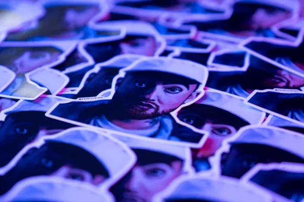 Multiple pencilking stickers with Mac Miller as subject.