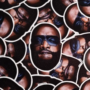 A pencilking sticker of Rick Ross