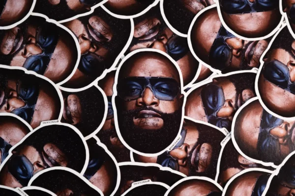 A pencilking sticker of Rick Ross