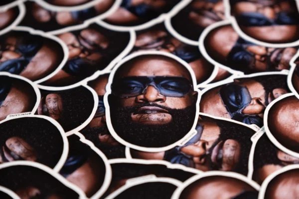 A pencilking sticker of Rick Ross