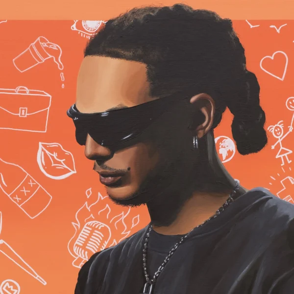 A detail of a painting called Ronnie of Ronnie Flex by Pencilking.