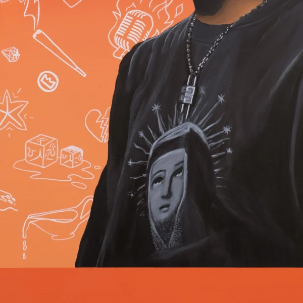 A detail of a painting called Ronnie of Ronnie Flex by Pencilking.