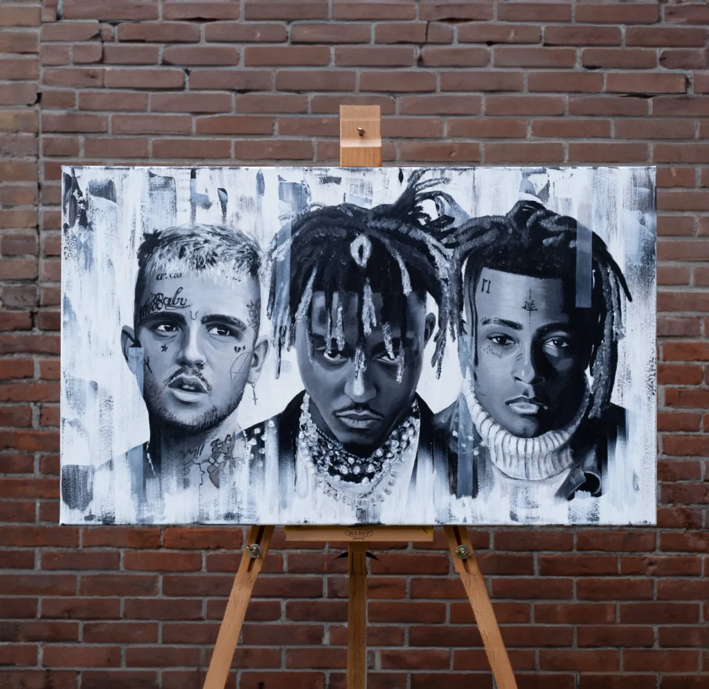 Commissioned pencilking artwork of Lil Peep, JuiceWRLD and XXXTentacion.